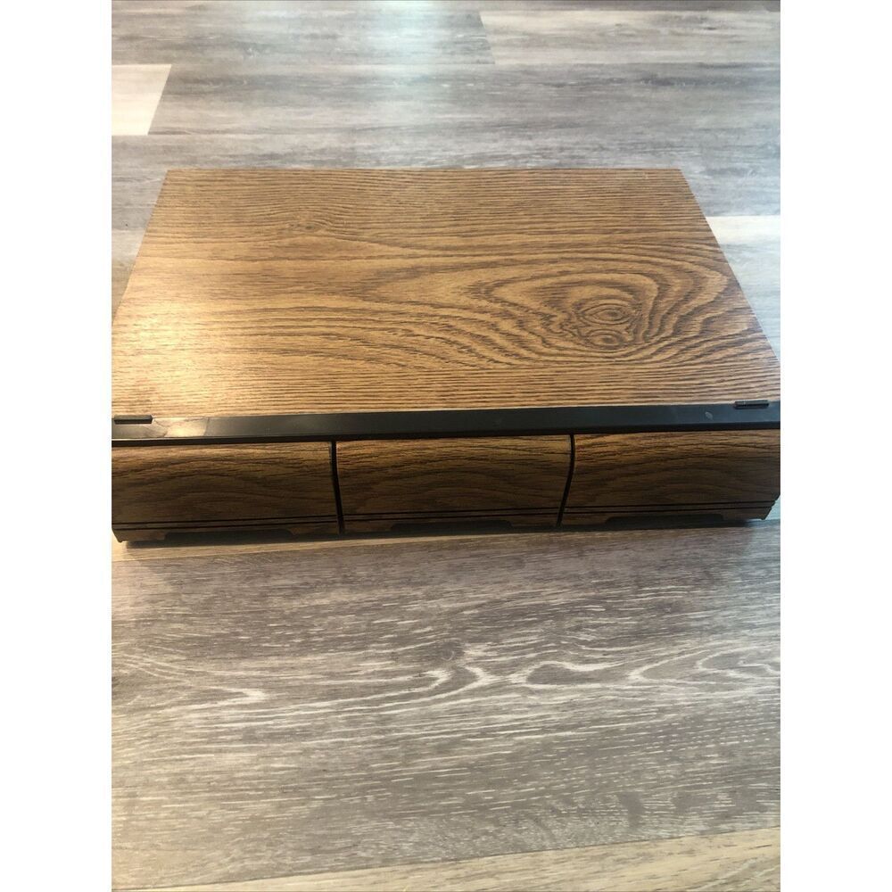Cassette Tape Holder  Wood Grain 3 Drawer  Storage Cabinet  Holds 42. Vintage